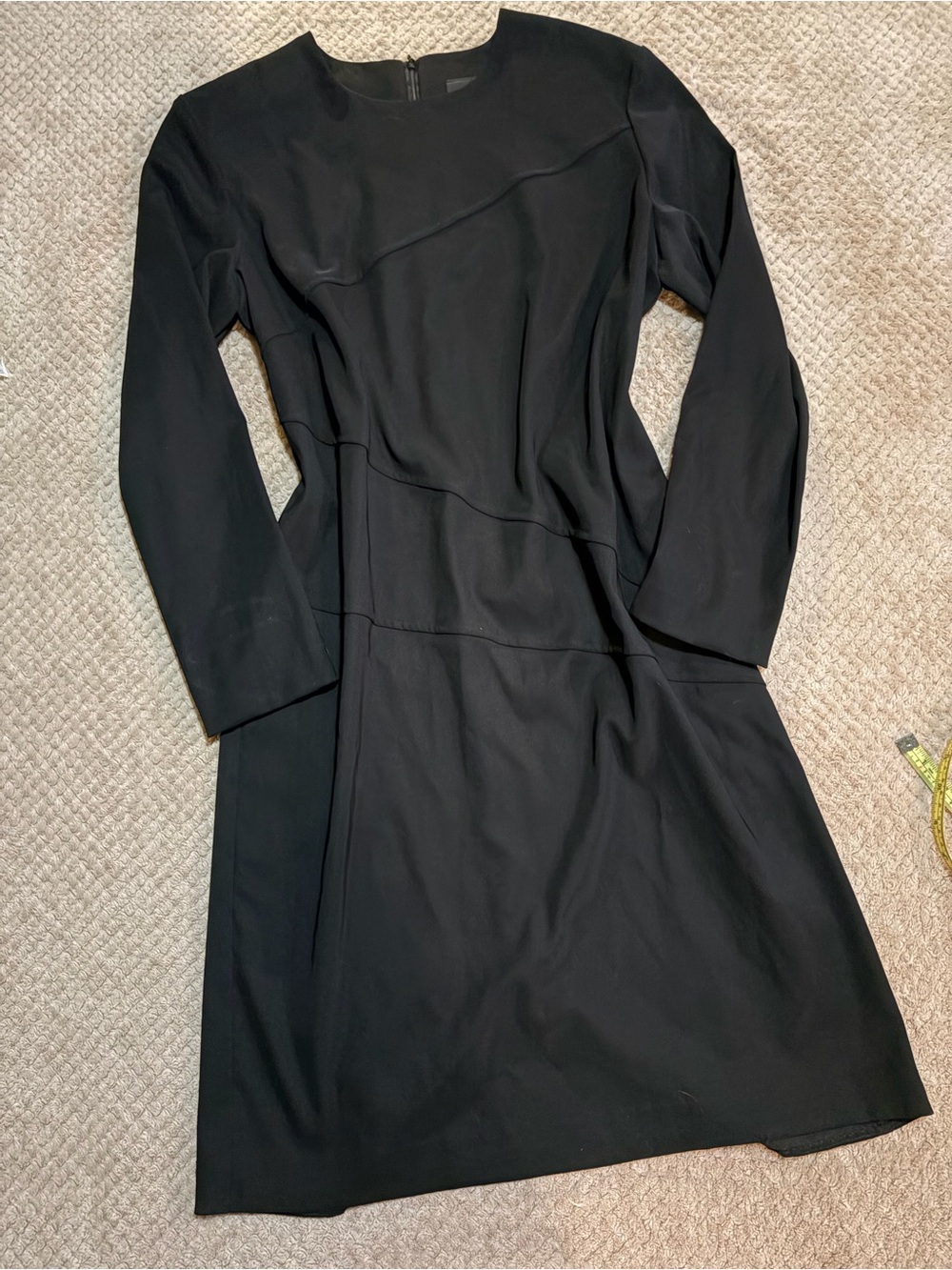 Positive Attitude Black Long-Sleeve Paneled Shift Dress